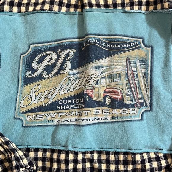 Billabong Surfrider Newport Beach California Flannel Shirt Upcycled Small S - Picture 3 of 7